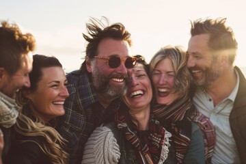 Group of friends having fun on the beach - Happy people bonding outdoors