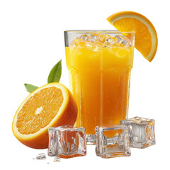 Fresh orange juice in a glass with a ripe orange, a healthy citrus breakfast drink