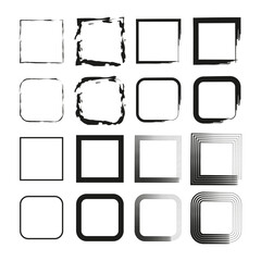 Outline frame collection. Border template set. Geometric shape variants. Vector frame design.