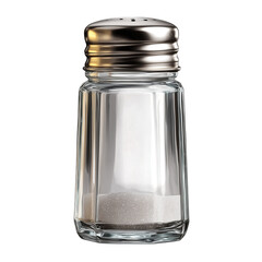Two elegant glass salt and pepper shakers, perfect for seasoning food on any kitchen table, stand isolated on white
