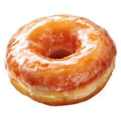 Baked golden-brown doughnut, a sweet and delicious pastry isolated on a white background, perfect for breakfast or dessert