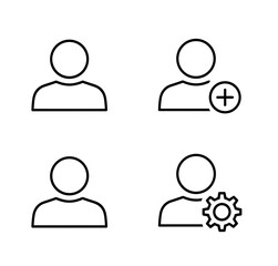 Four user icons depicting profile, adding user, and user settings with gear and plus signs present