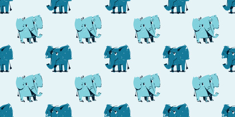 Cute Cartoon Elephant Seamless Pattern Vector Animal Illustration