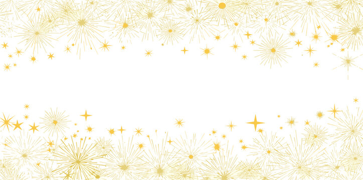 Fireworks background, gold fireworks vector border, frame