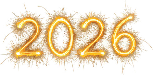 2026 sparkler fireworks number, vector logo isolated