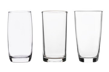 Set of empty glass isolated on white background.