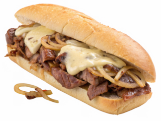 Philly cheesesteak png Philadelphia sandwich png steak and cheese sub png hoagie sandwich png grilled meat sandwich png transparent background image