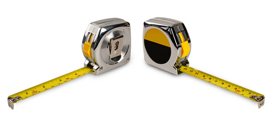 Two measuring tape isolated on white background.