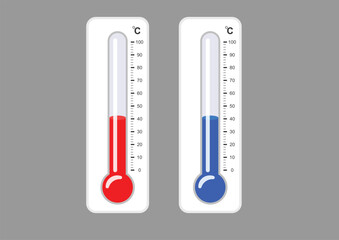 thermometer vector illustration. Temperature indicator. Celsius thermometer. Meteorological measurement. Equally divided thermometer.