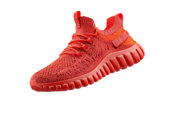 A red shoe with a white background