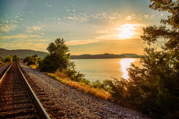Sunset at the Curve on the Tracks
