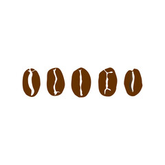 Brown coffee beans set. Brown coffee beans isolated on white background.