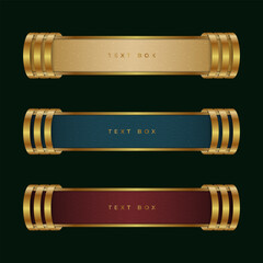 Three color options of text box with ring art