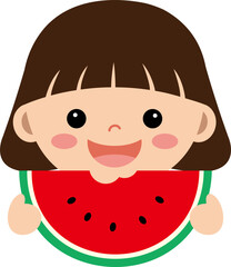 수박을 먹는 여자아이