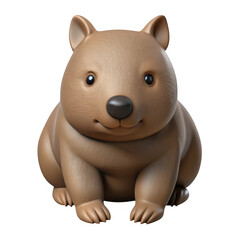 Obraz premium 3D Cartoon wombat isolated on transparent background. use cases: mascot.