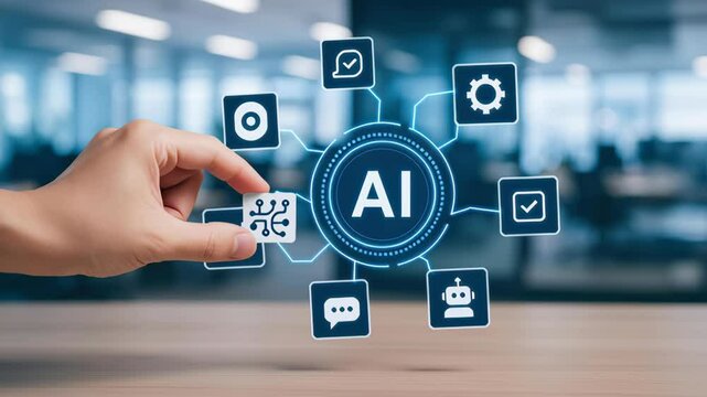 Artificial intelligence technology with automatic system driving innovation and efficiency modern office digital interface design for smart business
