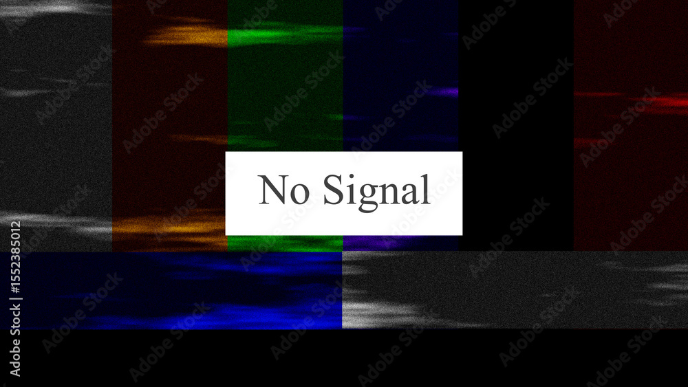Poster no signal color bars appear on screen. retro tv glitch flickers in place. broken channel disrupts th