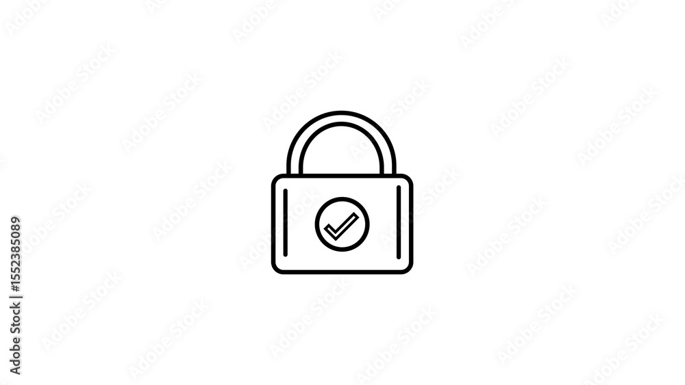 Aufkleber simple padlock icon representing security and protection featuring a check mark symbol for approved 