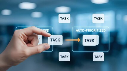 Automatic AI technology enhances task prioritization and workflow in office with hand interaction for seamless process and efficient task management
