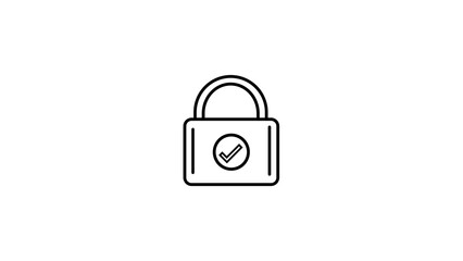 Simple padlock icon representing security and protection featuring a check mark symbol for approved or verified security measures in digital content design