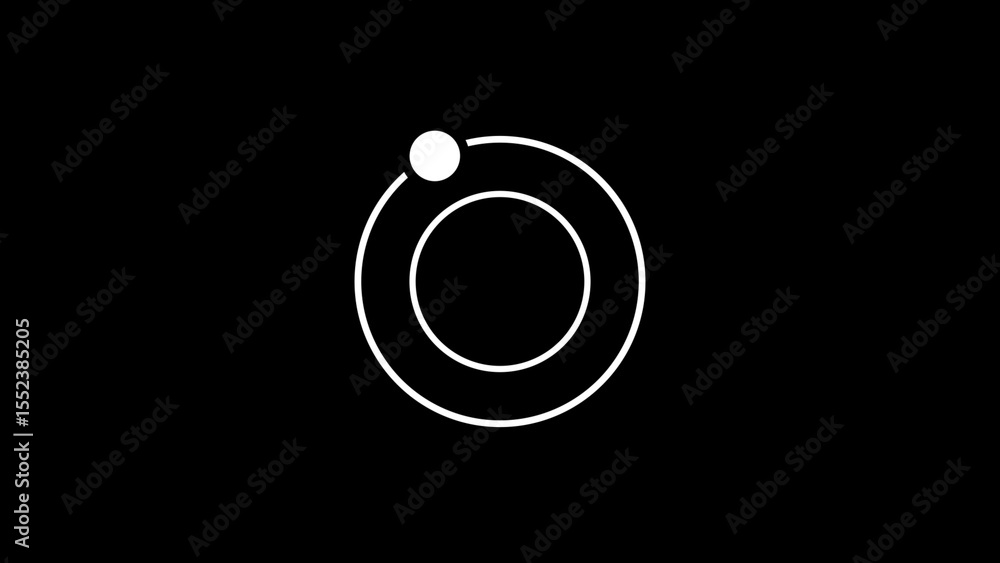 Aufkleber abstract white geometric icon on black background representing circular motion modern design for app