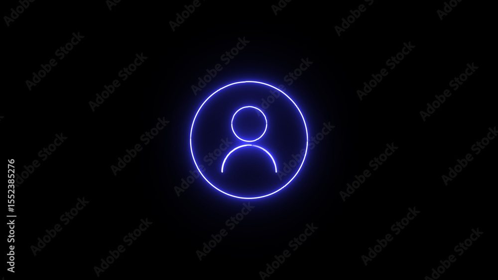 Poster modern neon icon of a person or user profile circular glow on a dark background suitable for website