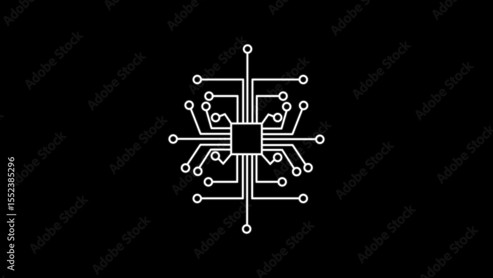 Poster minimalist electronic circuit board design illustration depicting modern technology digital networki