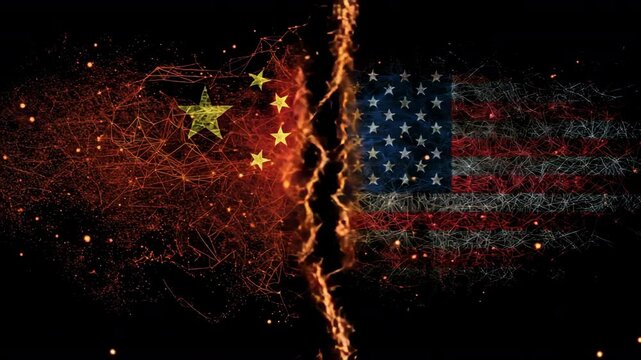 分断されたデジタル国旗の象徴