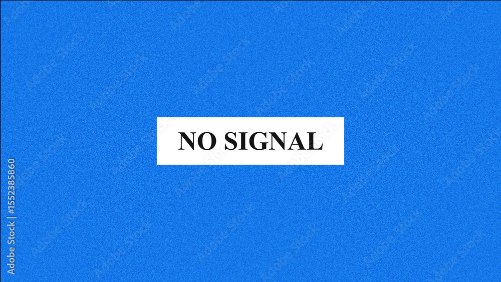Poster a television screen displaying no signal indication with a textured blue background signifying disco