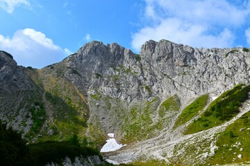 Scree bellow the peak of Viševnik mountain in Julian alps, Gorenjska, Slovenia