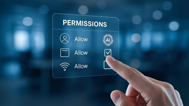 User permission control automatic AI technology with hand on digital interface for secure user authorization and access control in advanced system