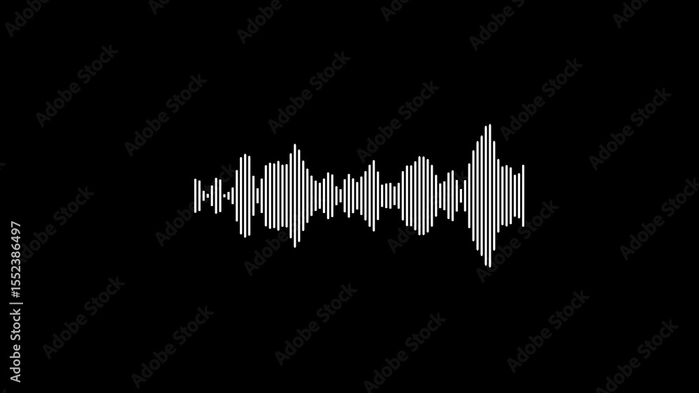 Poster abstract white audio waveform visualization against a black background ideal for music presentations