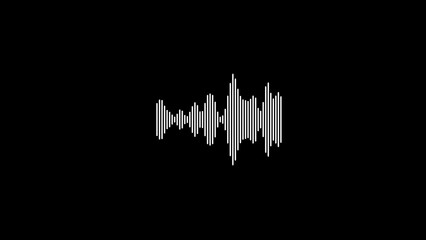Abstract white sound wave illustration on a black background creating a visual representation of audio data for music sound design technology and communication concepts
