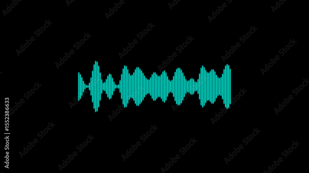 Poster abstract teal sound wave form visualization against black background digital representation of audio
