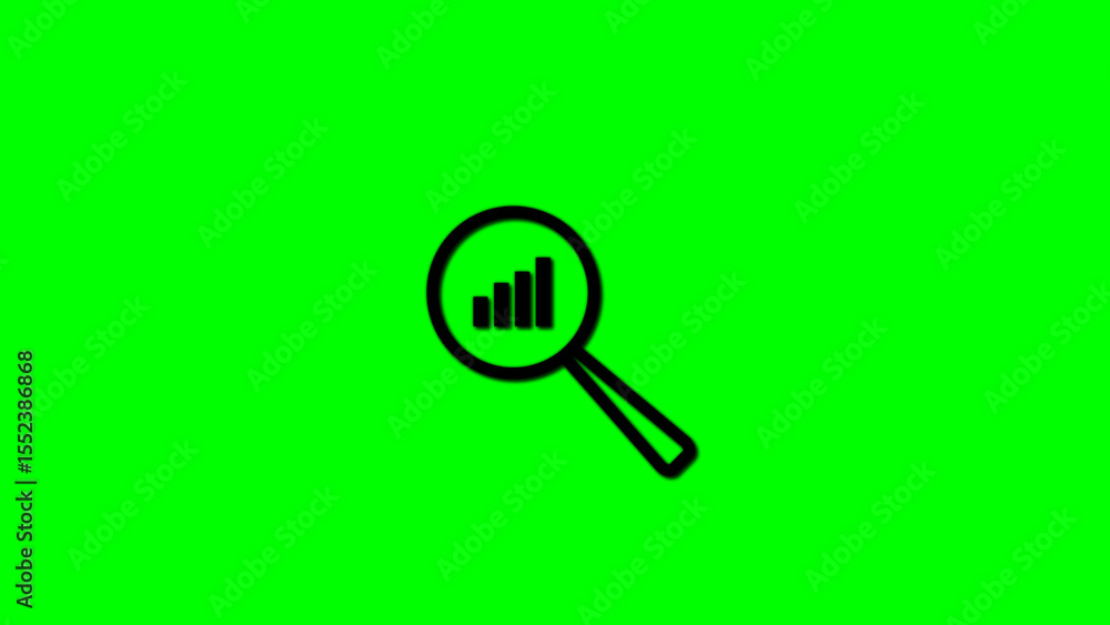 Aufkleber analyzing data trends conceptual icon featuring magnifying glass and statistical chart on a vibrant 