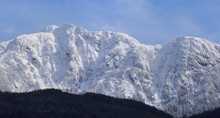 Cascadia Golden Ears mountain range in snow