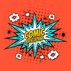 Flat comic background on orange