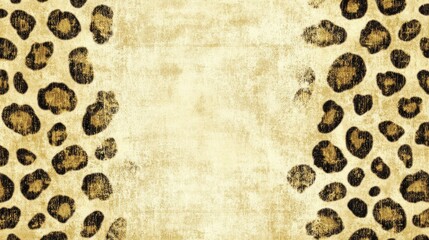 Elegant Leopard Print Border on Gold Textured Background