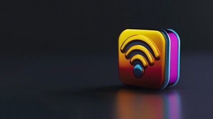 Colorful icon representing rss feed with network nodes illustrating digital connectivity and information sharing online