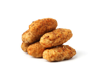 Tasty fried golden croquettes isolated on white