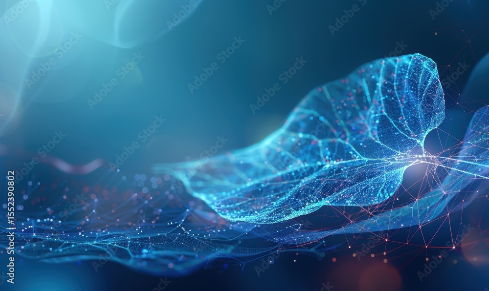 Poster abstract luminous digital network connection data flow illustration