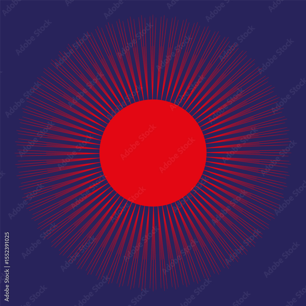 Poster radial red circle. abstract sunburst pattern. bright glow element. vector graphic background.