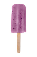 Yummy purple ice cream on white background