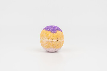 Colorful Bath Bomb on White Background – Minimal Spa Concept