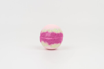 Colorful Bath Bomb on White Background – Minimal Spa Concept