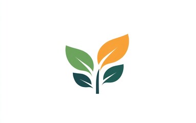 Simple logo of three leaves in green, orange, and dark green, connected by a stem