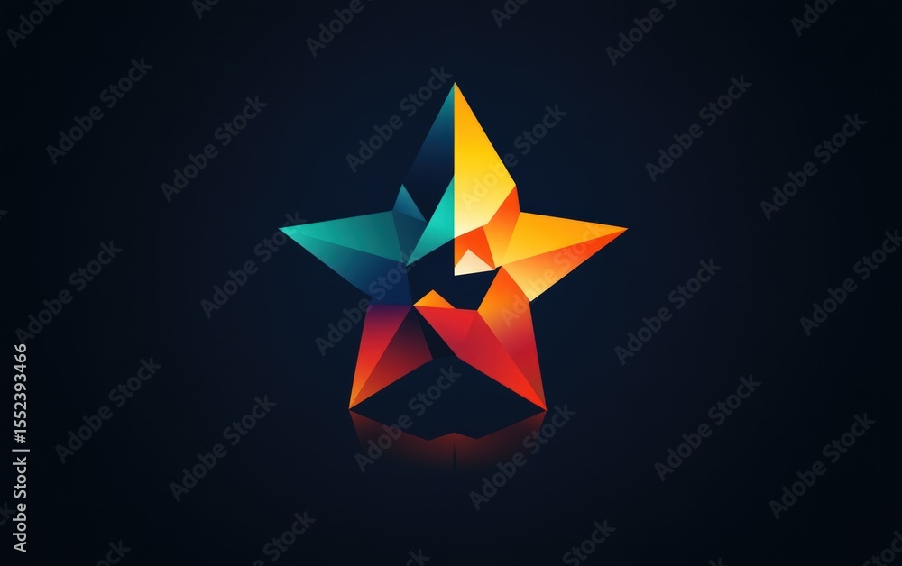 Poster abstract faceted star shape with vibrant color gradient