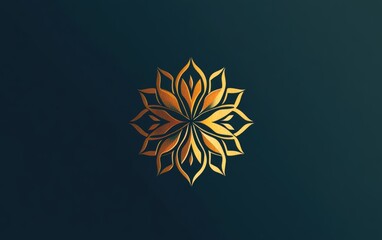 Golden floral mandala on dark background