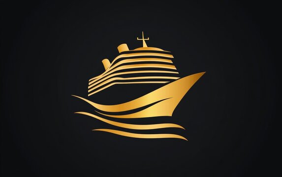 Gold cruise ship logo on dark background