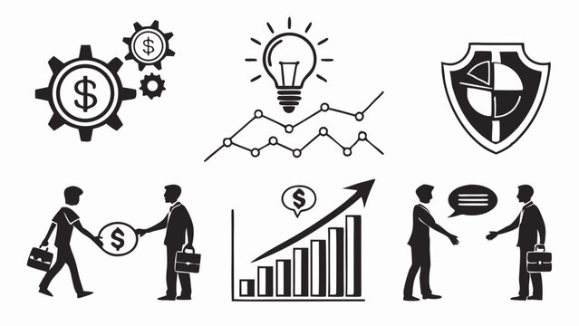 Financial Growth Strategies, Ideas, and Protection Icons